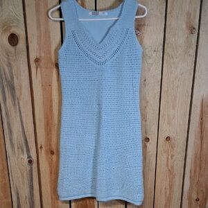 Womens Athleta Light Blue Crochet Dress Size M Spring Casual Outdoors